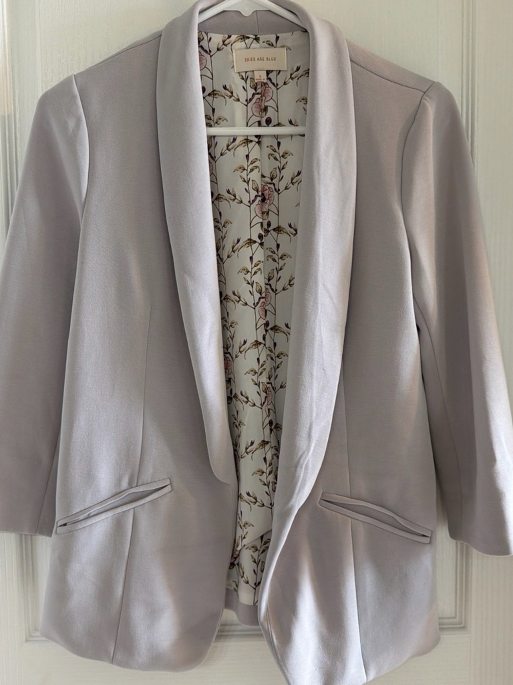 Skies Are Blue Light Lavender-gray Shawl Collar Blazer